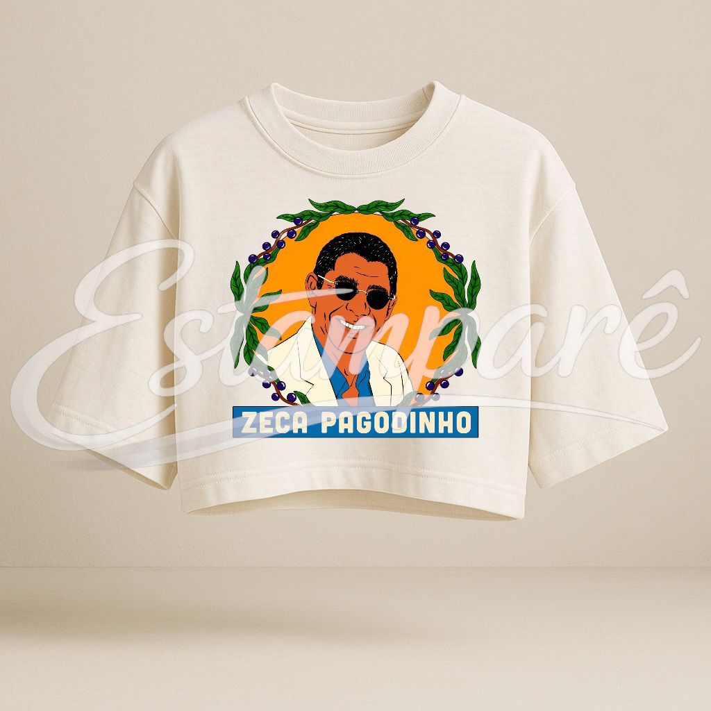 Cropped Blusa Feminino Oversized Estampas DTF Estiloso Moda Off White