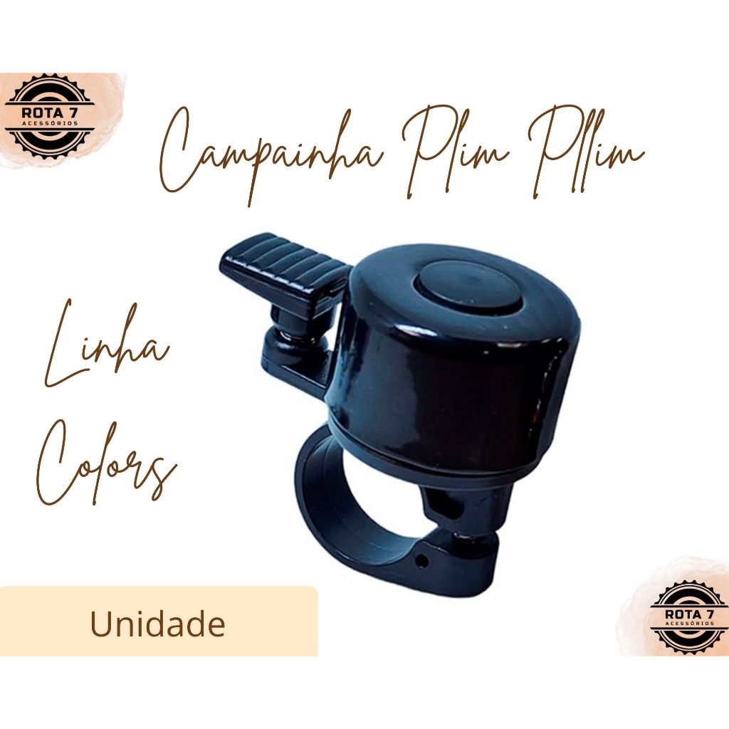 Campainha Plim Plim Buzina Sino Linha Colors Preto Bicicleta Infantil Bike - Elleven