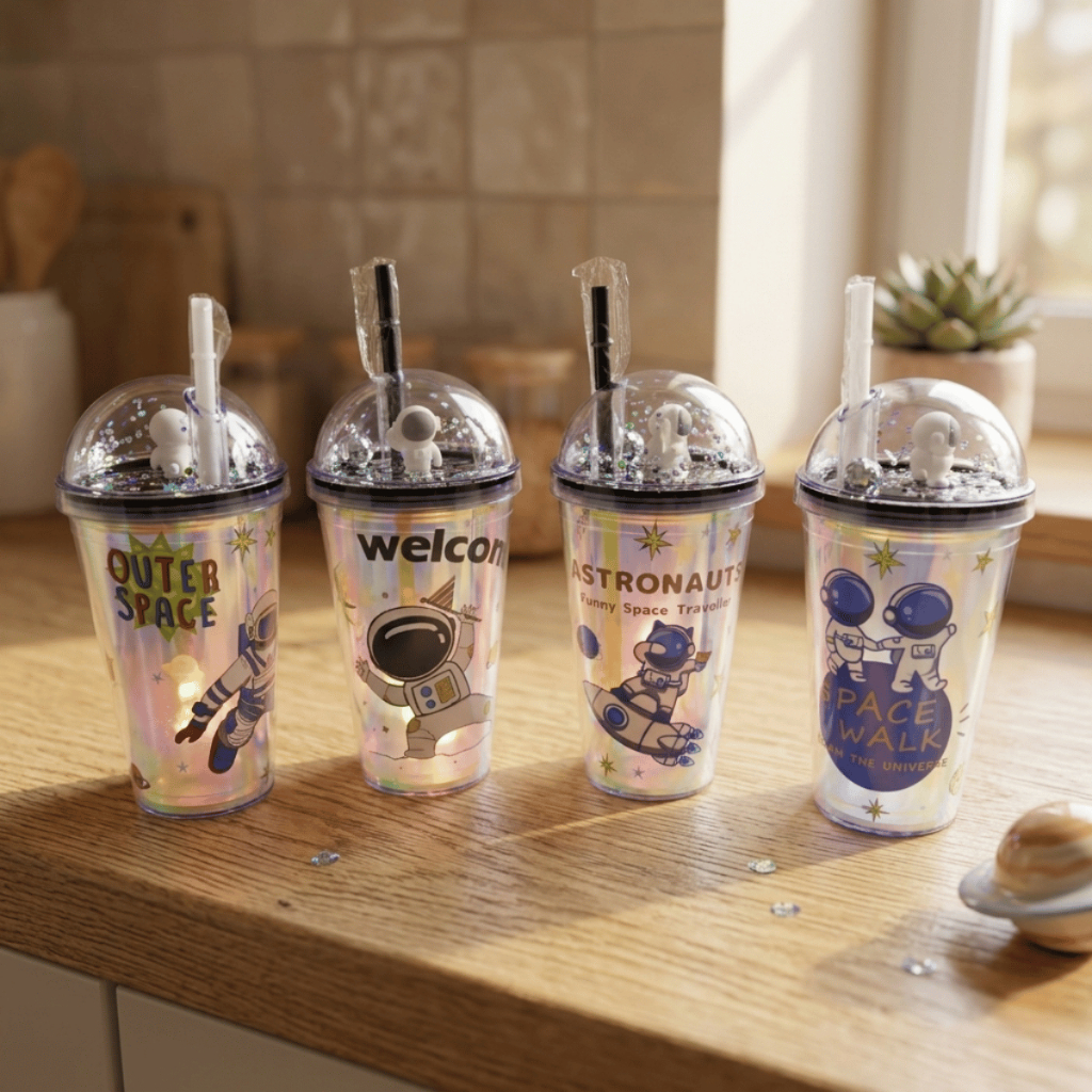 Copo Garrafa LED Astronauta 500ml - Weeze / Bebidas / Infantil Juvenil / Adultos / Passeio / Escola