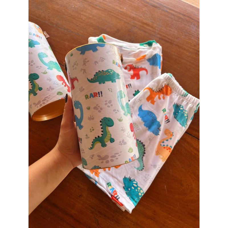 Pijama Infantil Dinossauro 🦖 na Lata Personalizada 🎁 | Conjunto Masculino Confortável