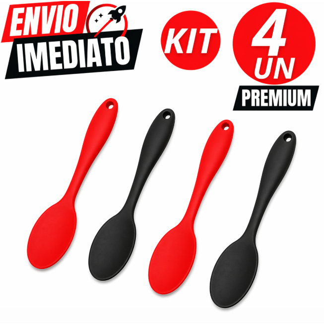 Jogo de 4 Colheres de Silicone Resistente Casa Cozinha Restaurante Buffet Doceria Premium