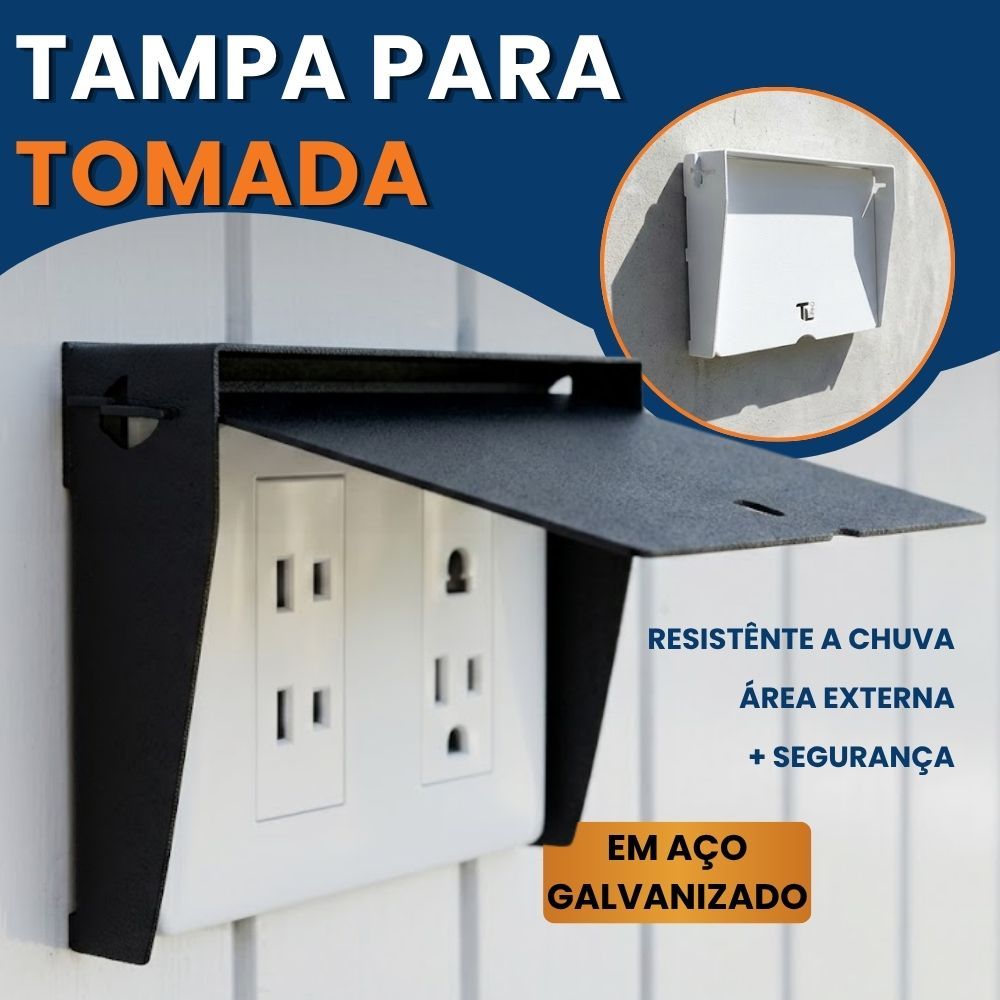 Tampa para Espelho Tomada Externa 4x2 Aço Galvanizado | À Prova D'Água | Tampa Cega Blindada TL PRO