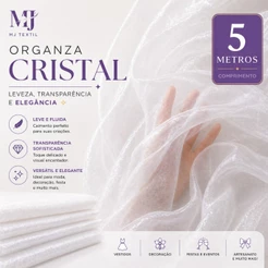 Organza Cristal 5 Metros ✨ Mais Economia para Vestidos, Decoração e Festa