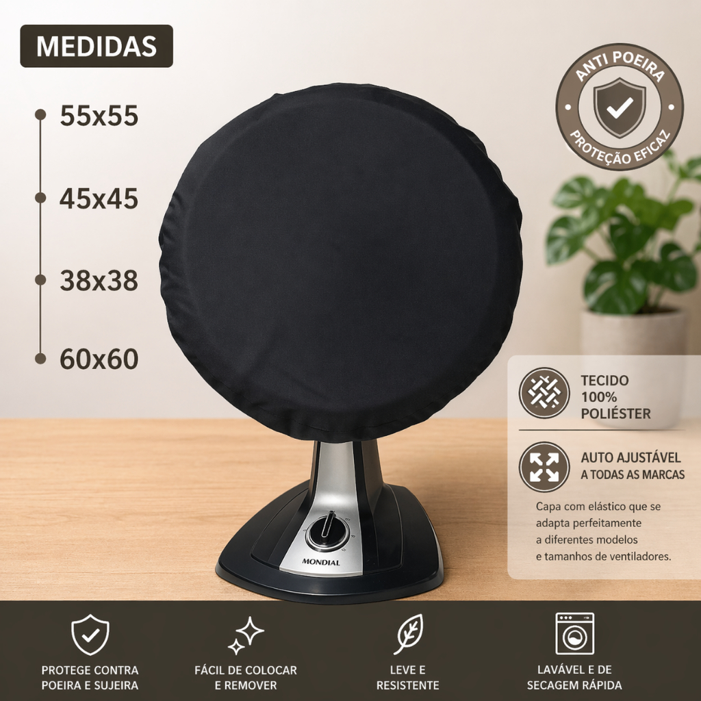 Capa Auto Ajustável Protetor Para Ventilador Ant Poeira