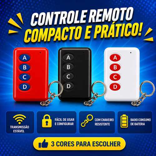 Controle Portão Universal 433 Mhz Garagem 4 Canais Chaveiro Portão Elétrico