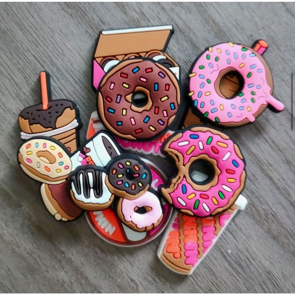 Kit 5 Pins/Charms Donuts em PVC para Crocs e Bolsas