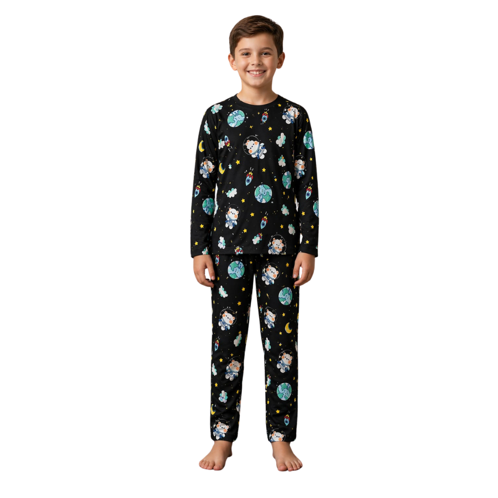 Kit 2 Pijama Infantil Masculino Suede Premium Estampado — Manga Comprida e Calça Longa Pijama/ Confortável