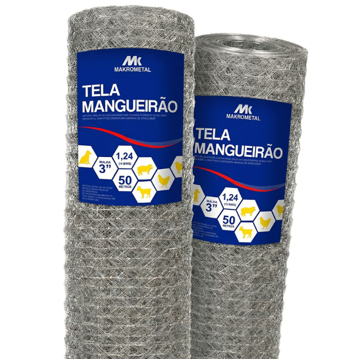 Kit 2 Telas Mangueirão 1,00x50m Fio 18 Cerca Forte Rural Galvanizada Para Cães Porcos e Sítio