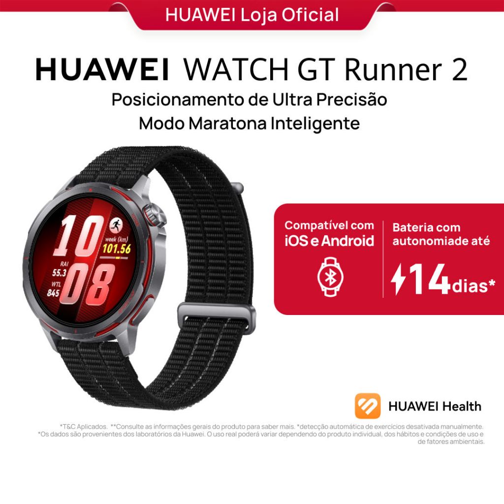HUAWEI WATCH GT Runner 2 | Smartwatch Relogio | Modo Maratona Inteligente | ECG | GPS | Com uma pulseira extra em Oferta na Shopee