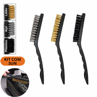 Kit 3 Escovas De Limpeza Profissional Aço Latão Nylon 21cm