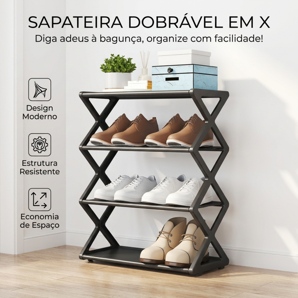 Sapateira Prateleira Sanfonada 4 Andares Organizadora Plástico Multiuso Sapatos Livros Brinquedos