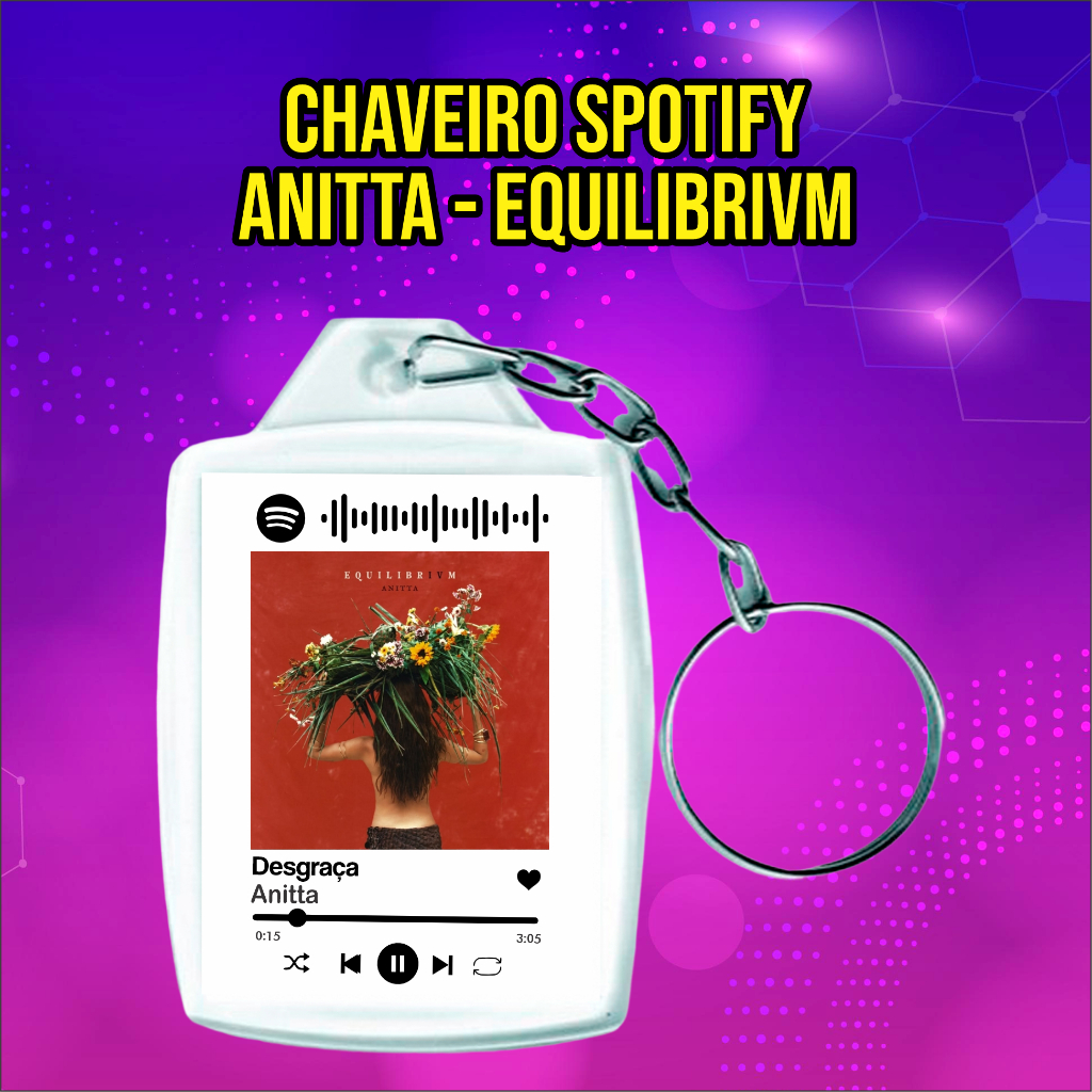 Chaveiro Spotify – Anitta – Equilibrium - Funk Generation –  3x4 - Acrílico