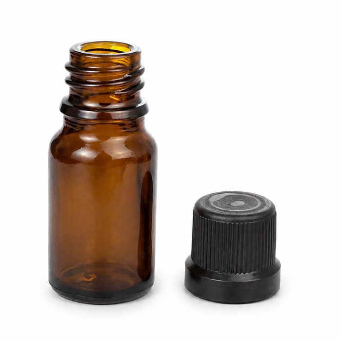 kit Frascos de Vidro Euro Com Tampa Lacre Rosca preta 10ml Âmbar 10 Unidades 20 unidades 50 unidades