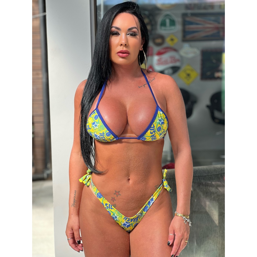 Conjunto Biquíni Micro Asa Delta de Amarrar Estampado SHMODAS