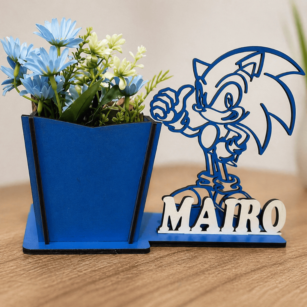 Kit Centro de Mesa Cachepô Sonic Decoração Festa Aniversario Vaso Festa Menino em Oferta na Shopee