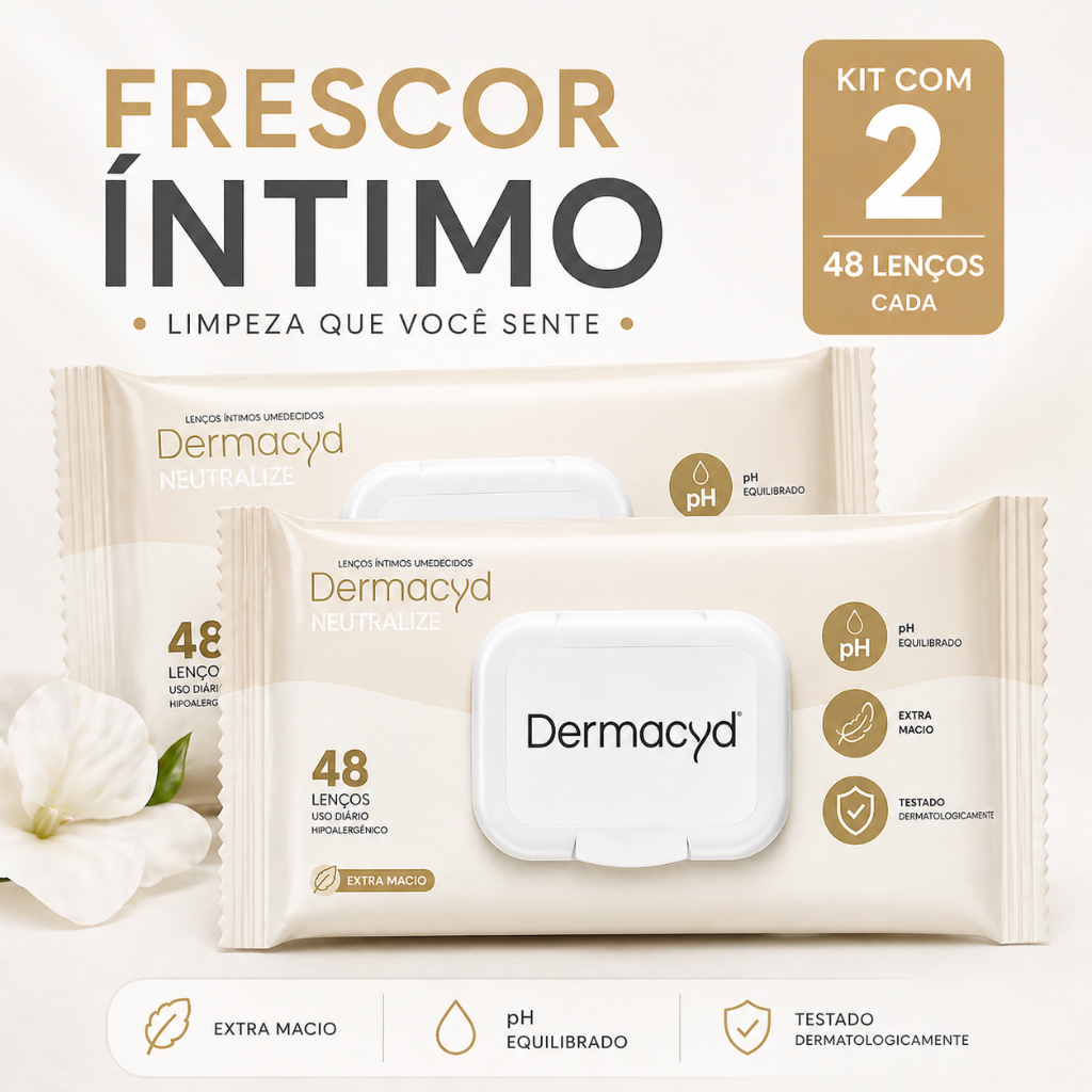 Kit 2x Lenço Íntimo Umedecido Dermacyd Neutralize | 96 Unidades | Uso Diário