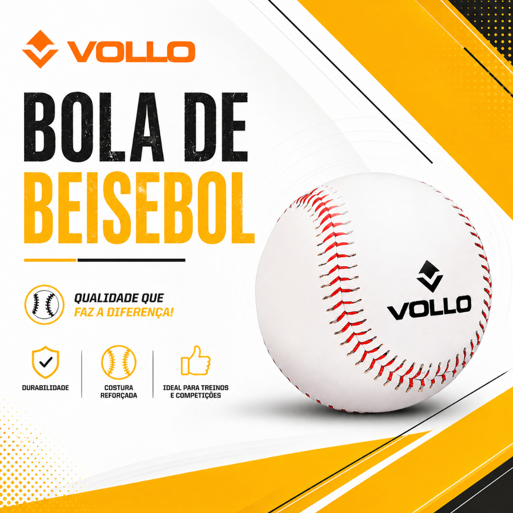 Bola De Beisebol Profissional Miolo De Cortiça E Borracha Branca 9" Vollo