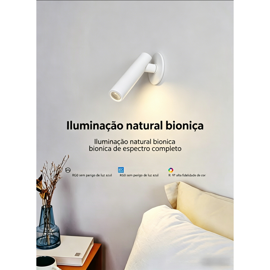 Arandela Spot LED Cabeceira Comfort Sobrepor 2W Bivolt 3000K Preta IP20