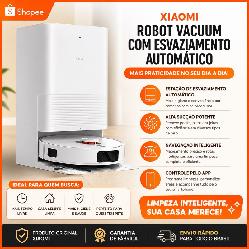 robo aspirador X20 Pro Robô Aspirador com Base Autolimpante e Mapea a sua casa sozinho