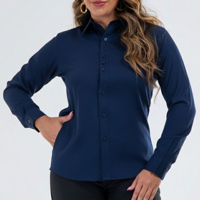 Camisa Camisete Manga Longa Feminina Slim Premium