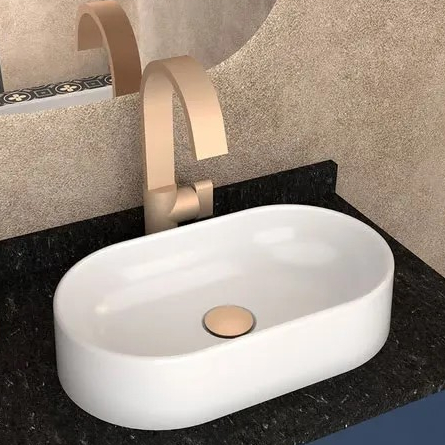 Cuba Pia De Apoio Sobrepor Nimbus Para Banheiro Lavabo 44x25 Mármore Sintético