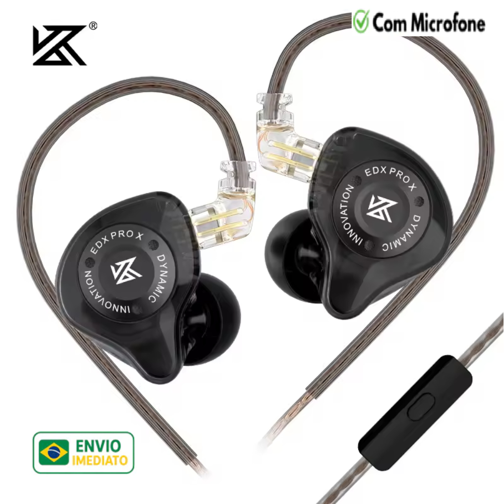 ORIGINAL Fone KZ EDX Pro X Profissional Com Fio HiFi Grave Potente In Ear 2Pin 3.5mm Gamer Música