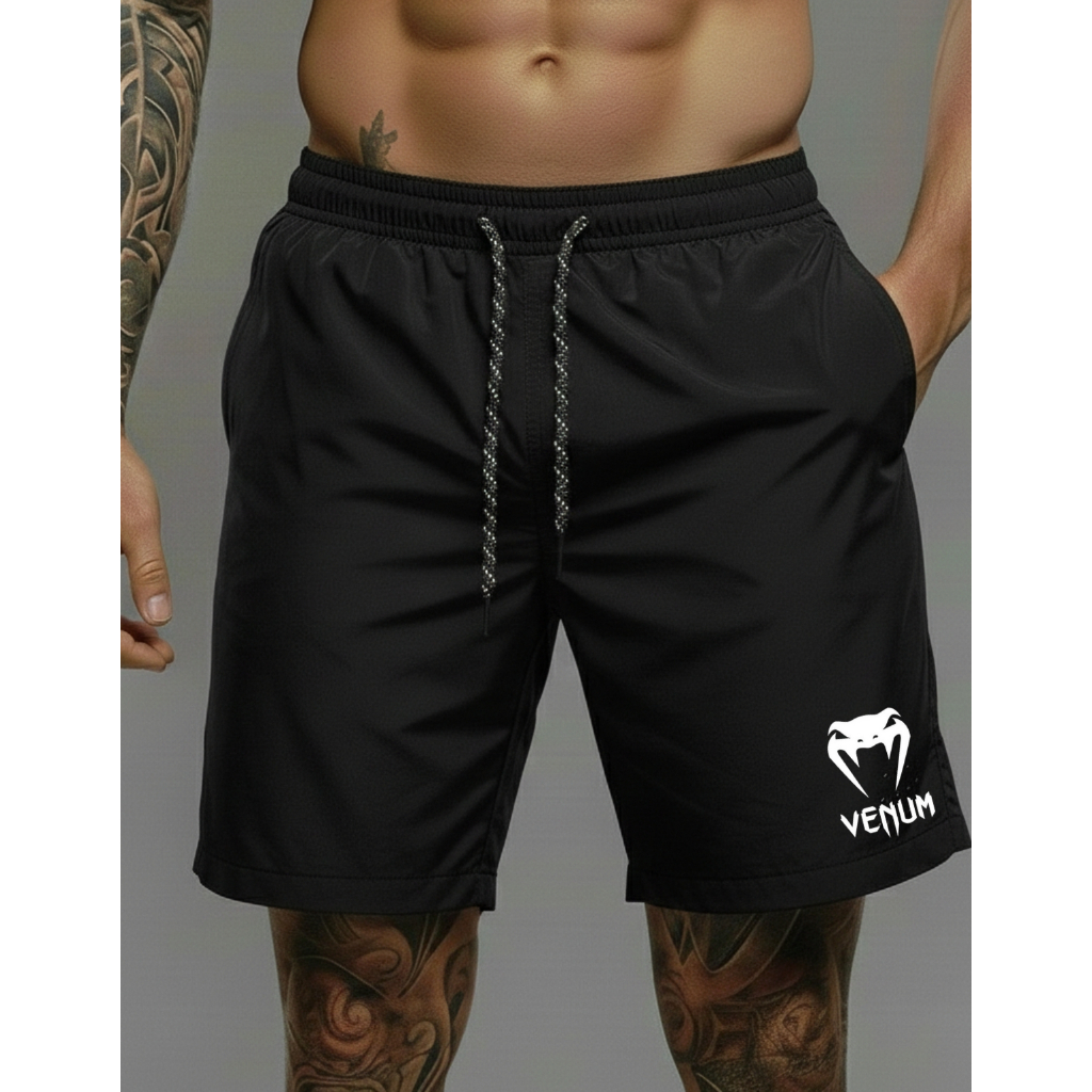 Bermuda Elastano Venon Masculina Academia Treino Fitness Tecido Flexível Secagem Rápida Com Bolsos