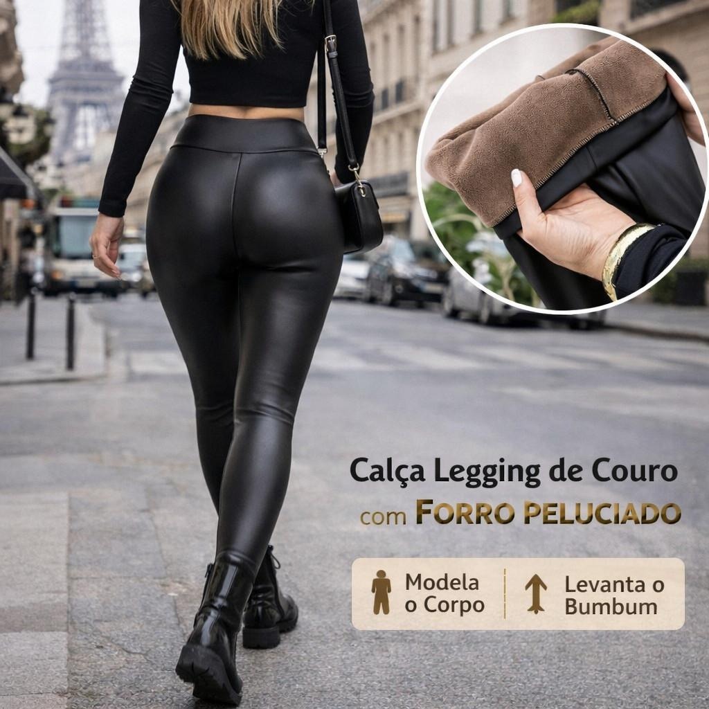 Legging de Couro Plus Size: Forro Peluciado, Quente no Inverno e Modeladora!