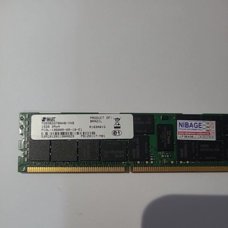 Memória Smart 16GB DDR3 ECC PC3L 10600R 2Rx4 M393B2G70AH0-YH9 Servidor OEM Testada c/ Garantia