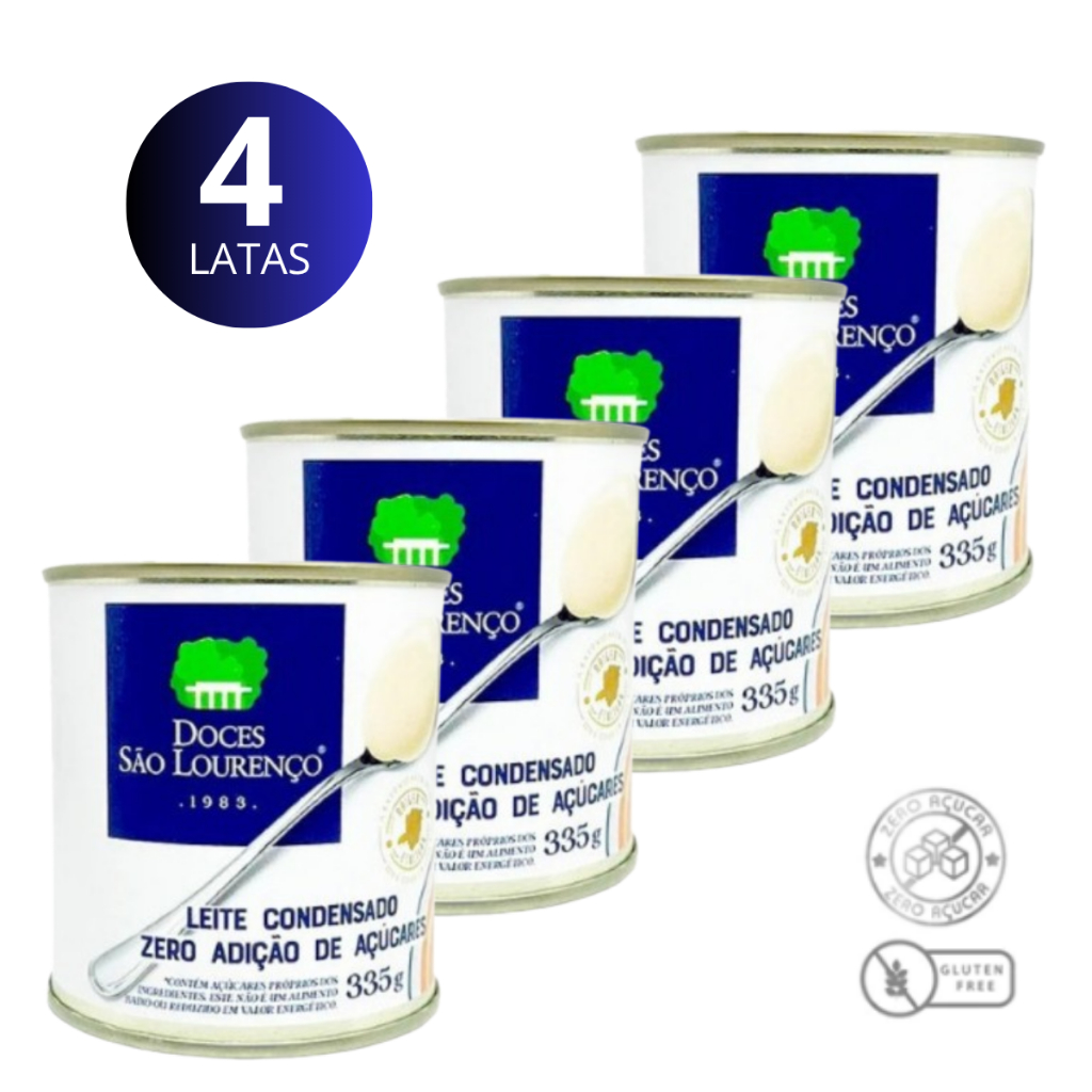 Kit 4 Latas de Leite Condensado Diet São Lourenço 335g Zero Açúcar Cremoso Promoção