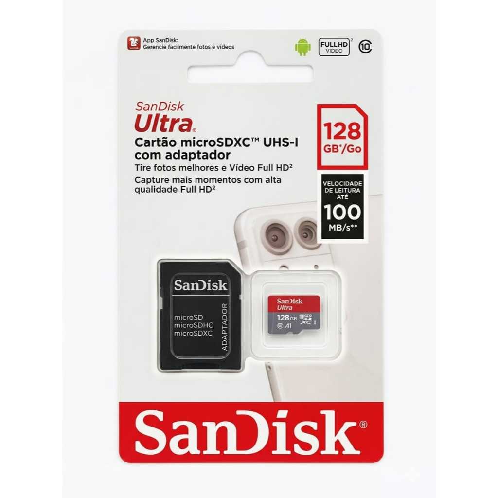 Cartão Memória Micro SDXC 128GB Ultra 100MBs Sandisk