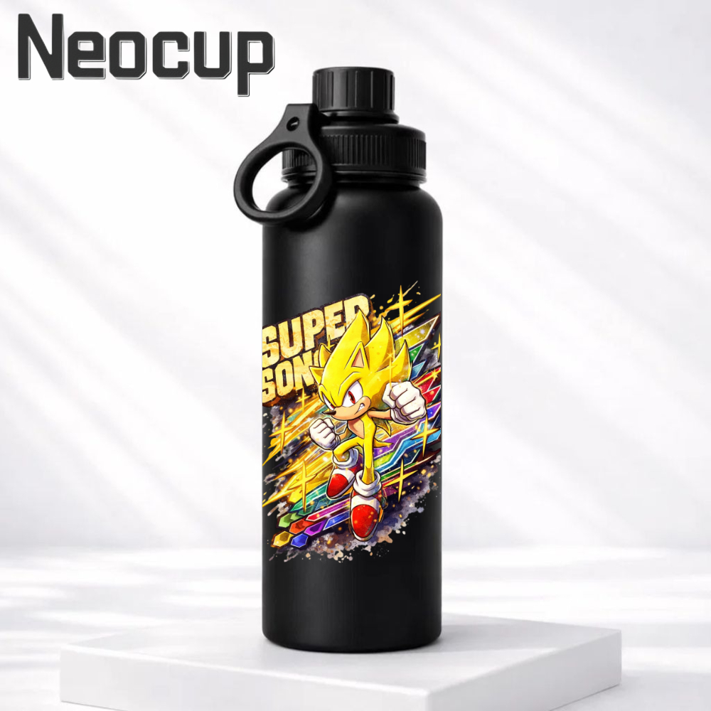 Garrafa Térmica Aço Inoxidavel 304 Parede Dupla Infantil Super Sonic com tampa e Alça 600ml