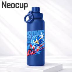 Garrafa Térmica Aço Inoxidavel Parede Dupla Infantil Sonic com tampa e Alça 800ml
