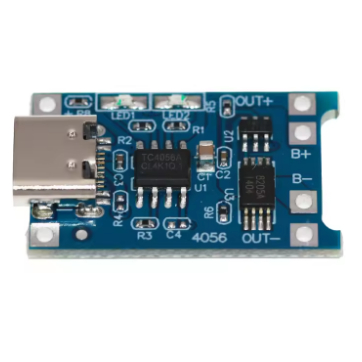 Módulo Carregador de bateria de lítio Tp4056 Usb Tipo C Placa de Carregamento e Proteção 18650