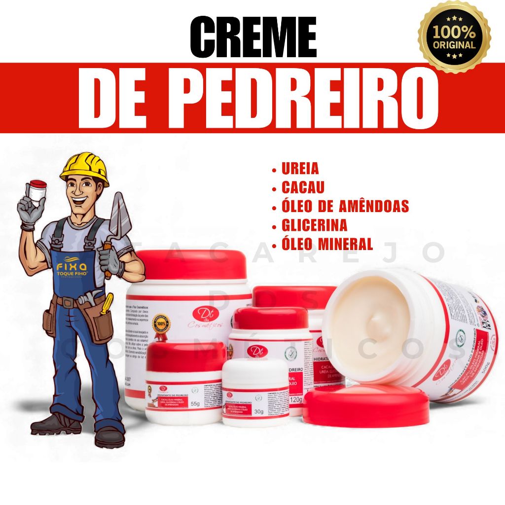 Creme de Pedreiro Hidratante Profissional Mãos e Pés Ressecados Extra Forte Reparador Intensivo