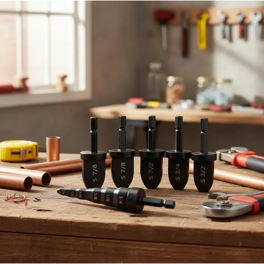 Kit 7 Haste Flangeador Alargador Escalonado 1/4 - 7/8 Pol Canos Tubos Cobre Alumínio Furadeira Morsa