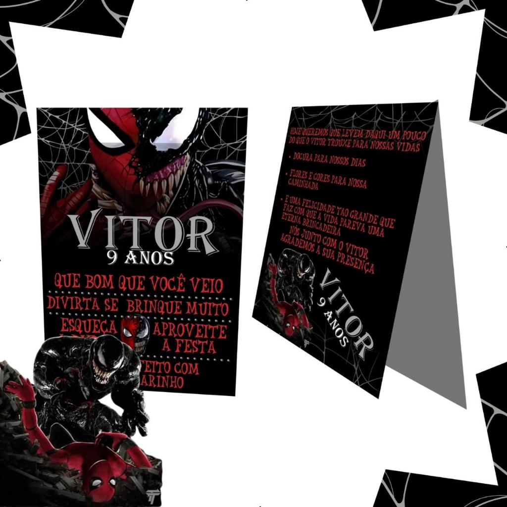 Centro de Mesa/ Plaquinhas de Agradecimento de mesa -  HOMEM ARANHA VENOM
