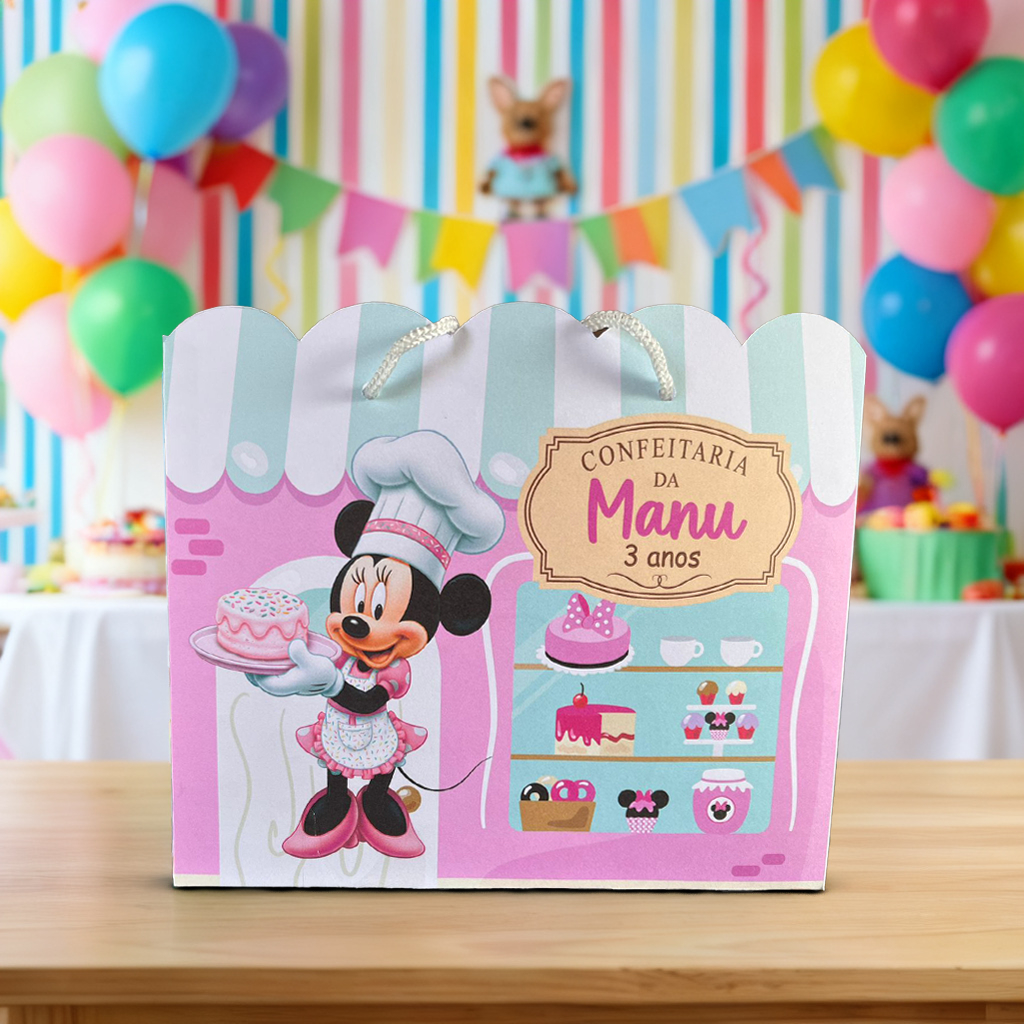 SACOLA Minnie Confeiteira Personalizada | Sacolinha | Lembrancinha | Mimos | Aniversário