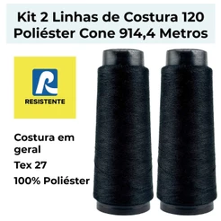 Kit 2 Linhas de Costura 120 Poliéster 914 Metros Resistente