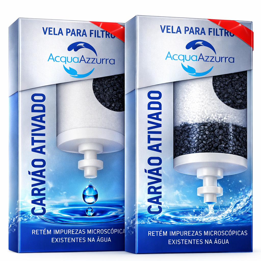 2 VELAS FILTRO BARO CARVÃO ATIVADO Alcalina Esterilizante - SERVE PARA TODOS FILTRO BARRO