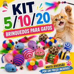 Kit 5/10/20 Brinquedos para Gatos Interativo Pet com ou sem Varinha Modelos Sortidos