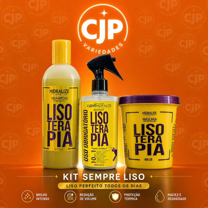 Kit Liso Terapia Hidralize Shampoo + Máscara + Fluido Anti Frizz Liso Perfeito