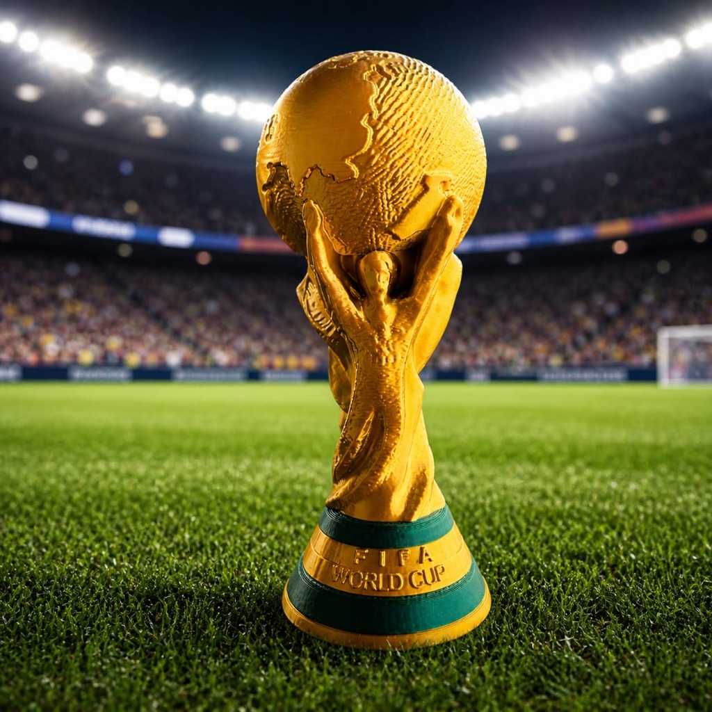Taça Copa do Mundo Decorativa Dourada – Troféu Futebol Realista para Decoração, Presente e Colecionador