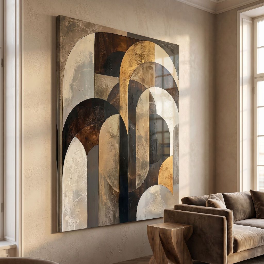 Quadro Decorativo 80x110cm Marmore Boho Marrom Decoração de Parede Hall Luxo Sala Quarto MDF