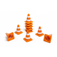 Mini Cone de Trânsito 1:64 Realista 1 cm de altura – Kit Miniatura 20 unidades Decorativa Maquete Diorama Colecionáveis