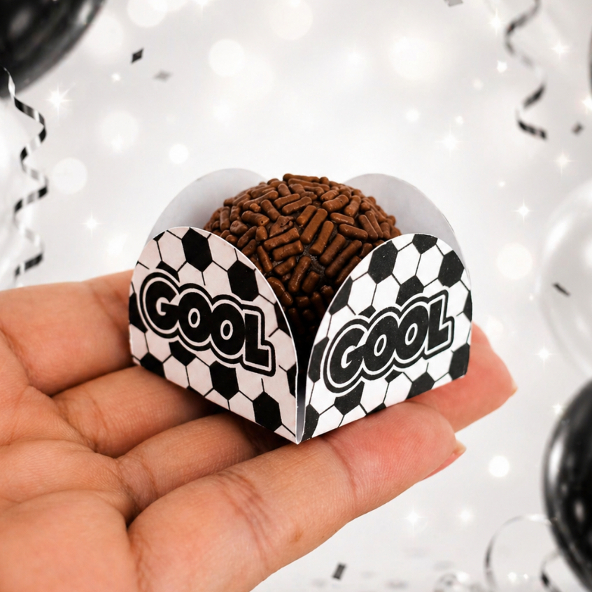 Kit 50~200 Forminhas Jogo de Futebol Gol Doce Brigadeiro Personalizada 4 Pétalas Festa Infantil