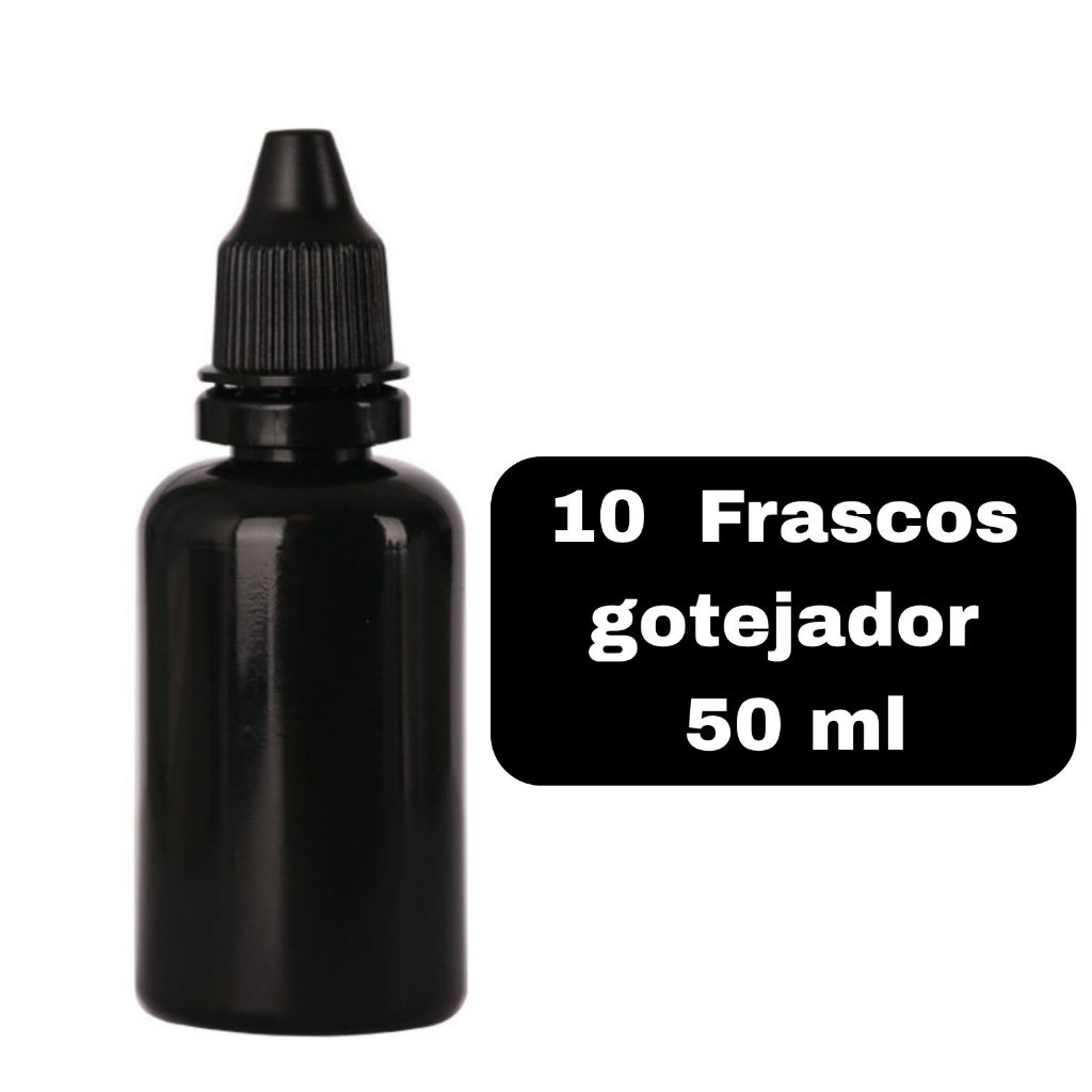 10 Frascos 50ml PREMIUM Plástico com Conta Gotas Gotejador Tampa P/Óleo Essencial Tintas Essências