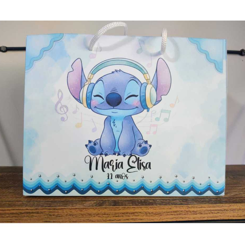 Sacolinhas personalizadas PEGUE E MONTE Stitch Tamanho M lembrancinha aniversário infantil