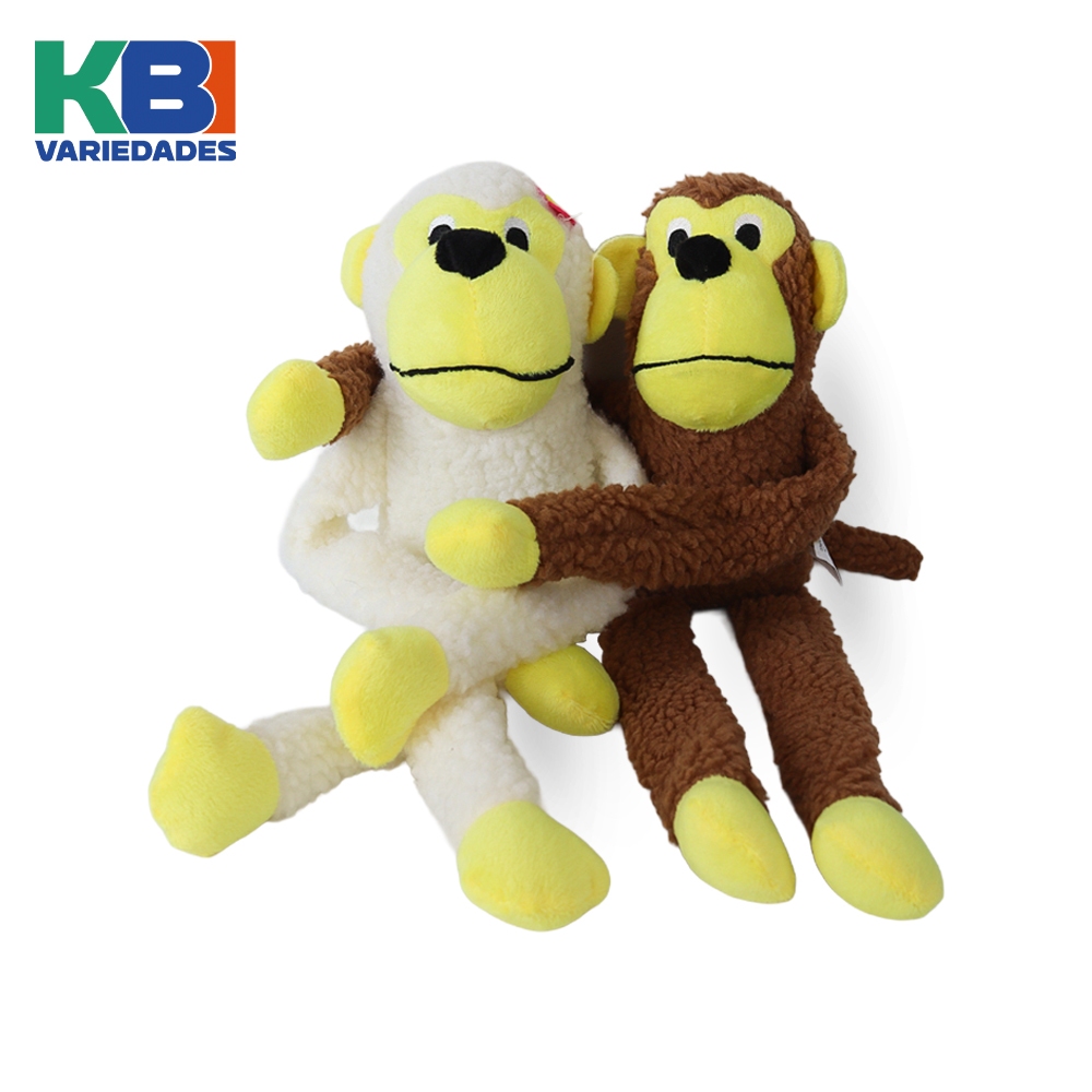 Kit Brinquedo Macaco e Macaca Pelucia Cachorro Pet Mordedor Com Apito