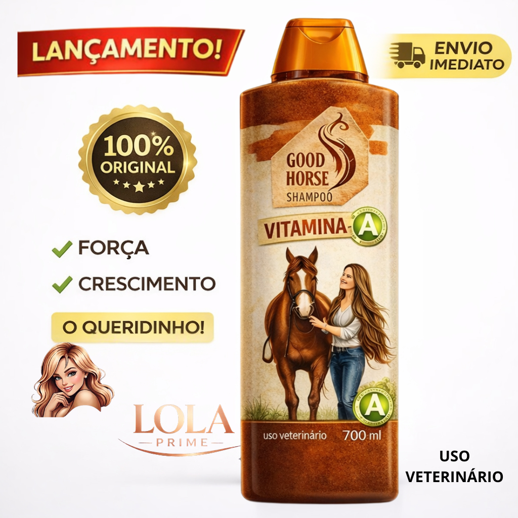 SHAMPOO GOOD HORSE 1/2/3 Vitamina A 700ml - Crescimento, Força e brilho - shanpoo cavalo